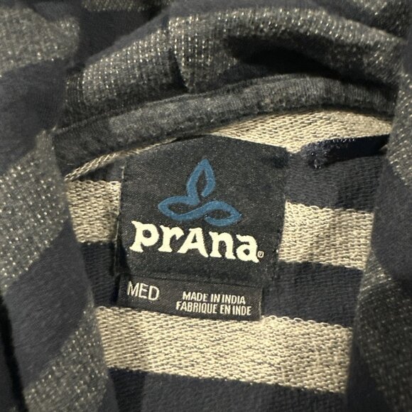 Prana mens blue striped light weight hoodie M beach camp hike - Picture 5 of 9